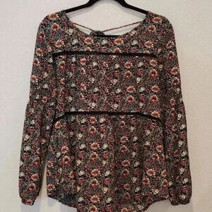 Knox Rose Floral Blouse Long Sleeve Boho Size L